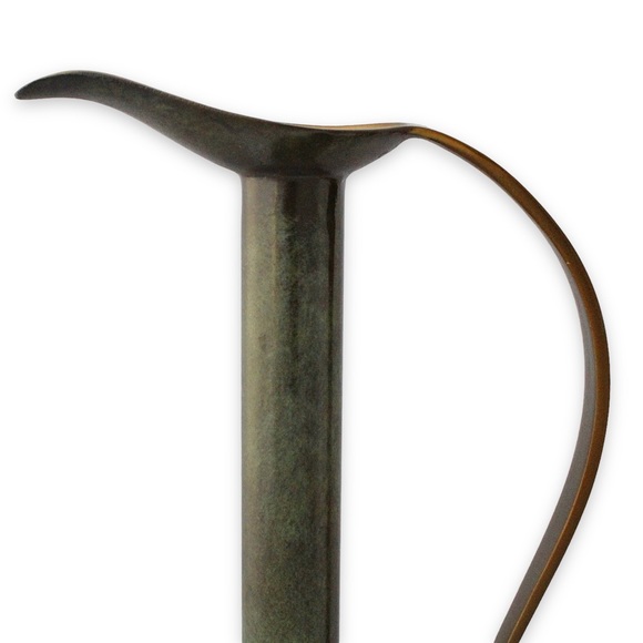 Vintage Israeli Green Verdigris Patina Brass Pitcher Vase Ewer Mid-Century 1950s - Picture 3 of 8